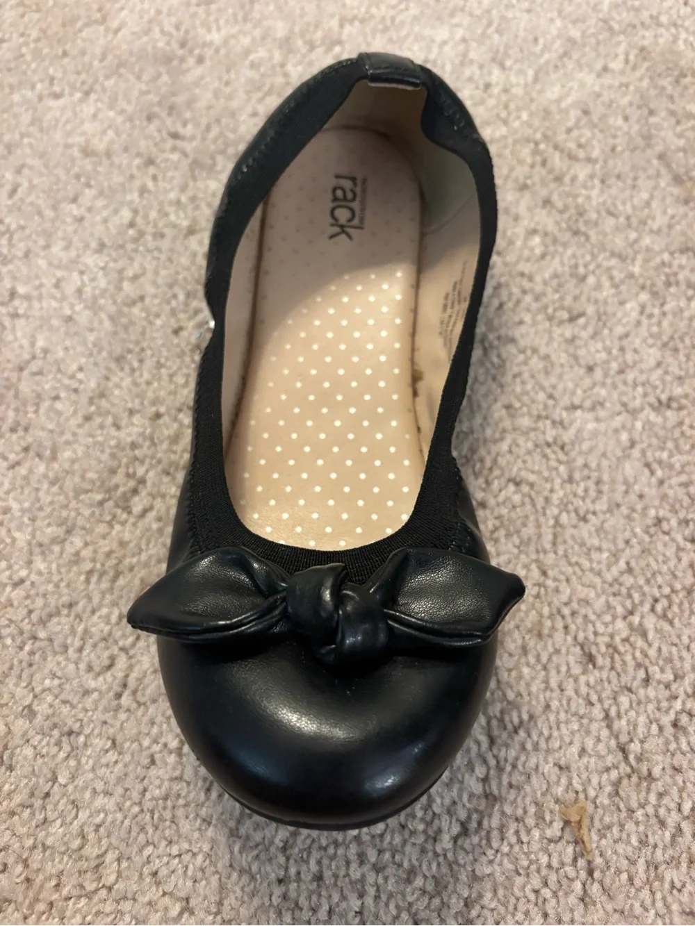 Nordstrom Rack Girls Black Emma Dress Shoes Ball Ballet Flat with Bow